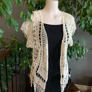 Blue-notes Crochet Open Cardigan